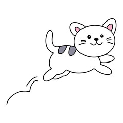 점프하고 있는 귀여운 고양이 일러스트