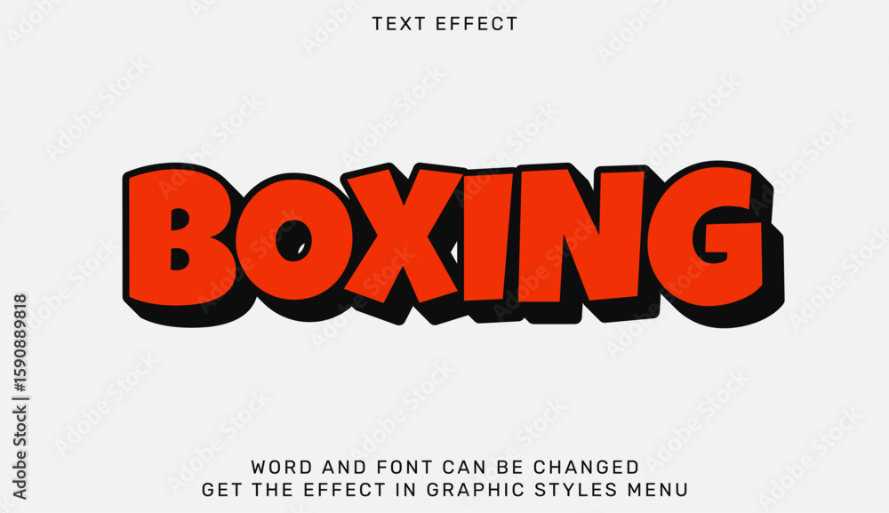 Aufkleber boxing text effect template in 3d design