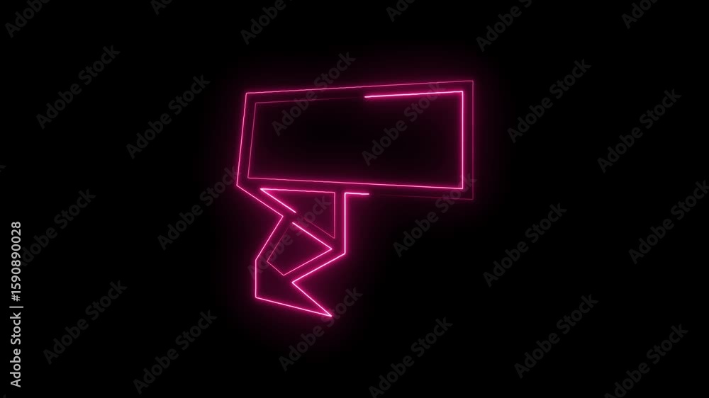 Poster glowing neon abstract shape pink futuristic geometric design element isolated on black background vi