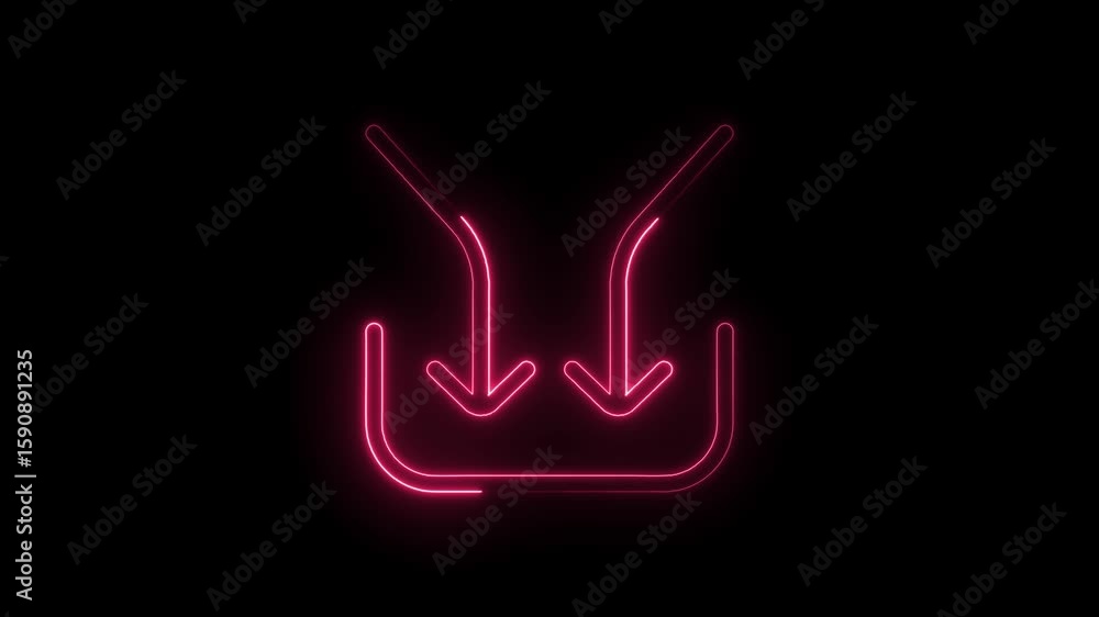 Poster glowing neon pink download icon animation with transparent background for digital interface design a