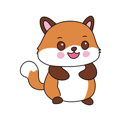 웃고 있는 갈색 여우 캐릭터 일러스트