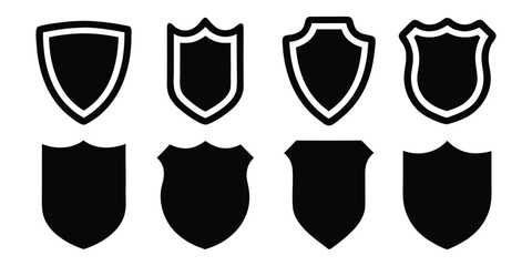 Vintage silhouette shield vector icon set 