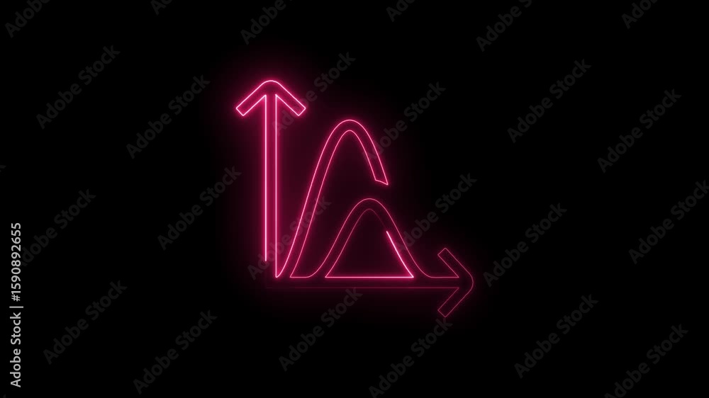 Poster vibrant pink neon graph icon with upward and rightward arrows symbolizing growth progress and data a