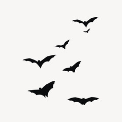 Flying bats silhouette, Halloween collage element vector