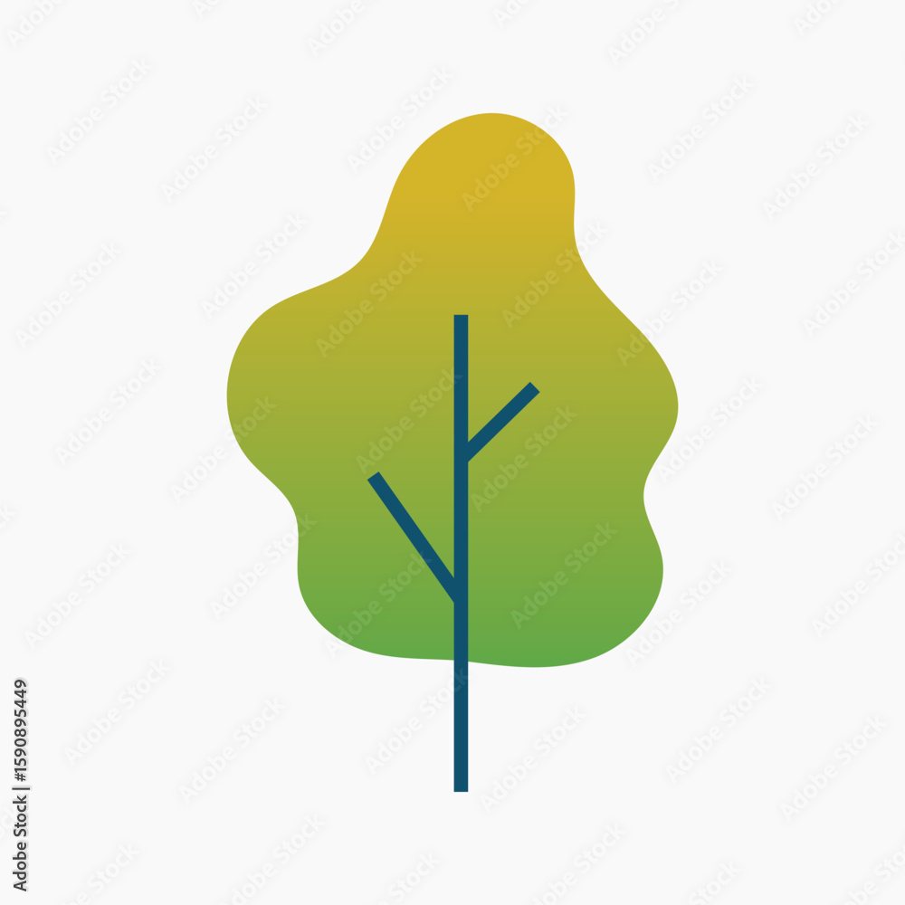 Poster green tree, gradient environment element vector