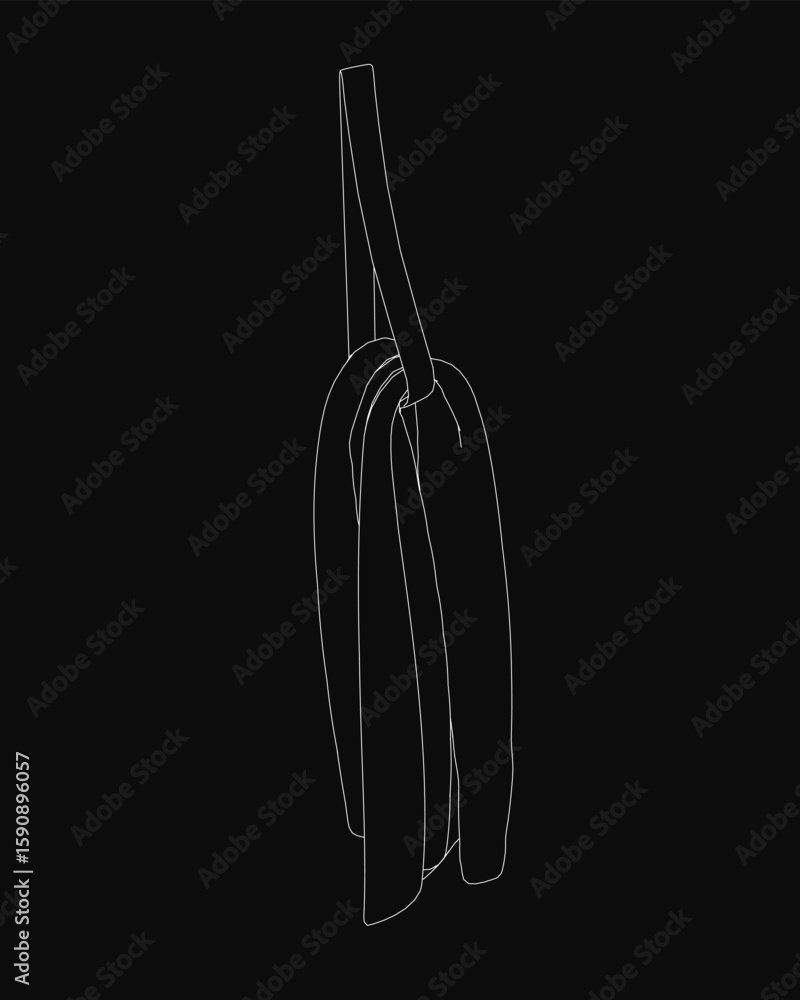 Poster a white line drawing of a towel hanging on a hook, featuring minimalist vector style with clean thin
