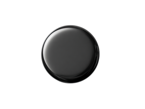 A perfectly smooth, matte black, circular object, seemingly a button or a disc.  The texture appears reflective,  with a subtle, slight curvature