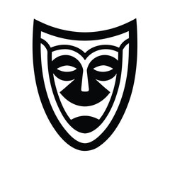 Theater Mask Outline Vector Illustration