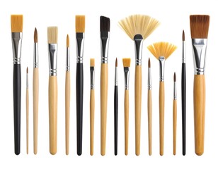 Variety of paintbrushes on white