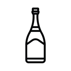 Champagne Bottle Outline Vector Illustration