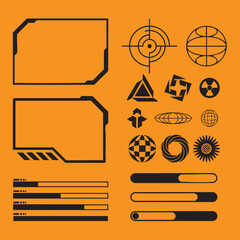 Y2K Tribal HUD Illustration vector stock