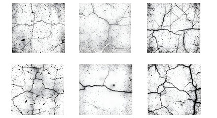 Cracked Concrete: A detailed and textural study of six distinct squares of weathered concrete, showcasing intricate cracks that narrate tales of age and erosion.