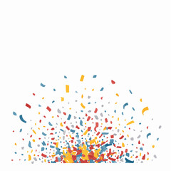 Festive vector background with colorful confetti scattered across a white space, creating a lively, celebratory atmosphere perfect for parties, events, or joyful occasions.
