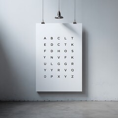 White Eye Chart Hanging on Textured Wall vision test