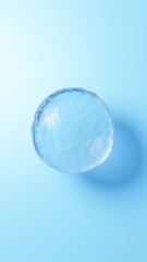 3D Illustration.Water sphere floating on light blue background. Drops of water. (Vertical)