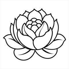 Stylized black outline of a lotus flower isolated on white background