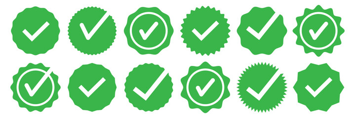 Green Checkmark icon set vector on white background. green check mark tick verification icon symbol vector. eps 10