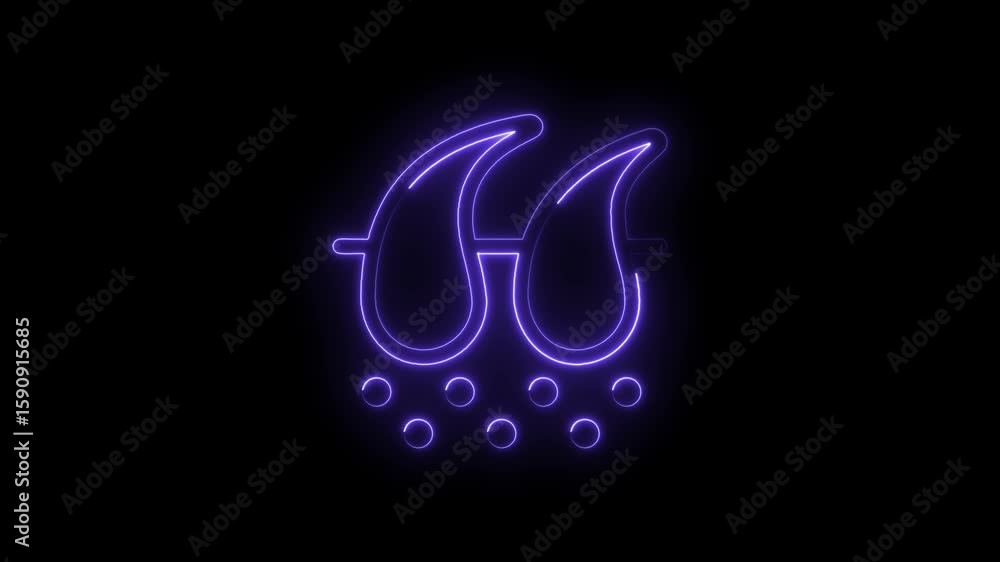 Aufkleber glowing neon quotation marks symbol with falling circles abstract design futuristic light element is