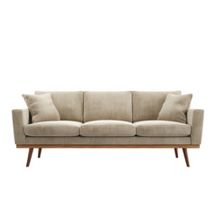 Light beige sofa with wooden legs