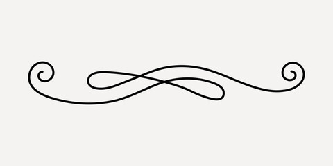 Elegant black decorative swirl design, hand drawn vector