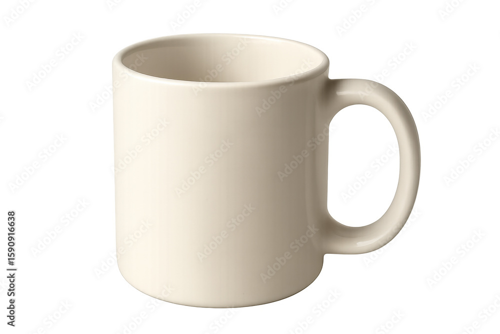 Poster empty white mug isolated on transparent background, ideal for showcasing designs and logos in variou