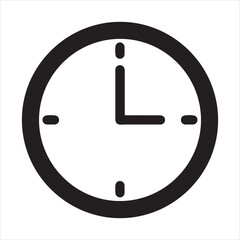 Simple black clock face showing three oclock with bold outline