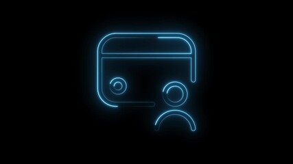 Glowing Neon Blue Credit Card Icon with Abstract Spiral Element on Black Background Futuristic Technology - Powered by Adobe