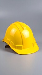 Yellow safety helmet on gray background (1)