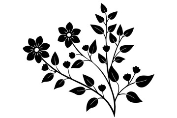 Vector art of silhouette of floral design elements