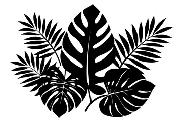 Vector art of silhouette  of a  tropical leaf