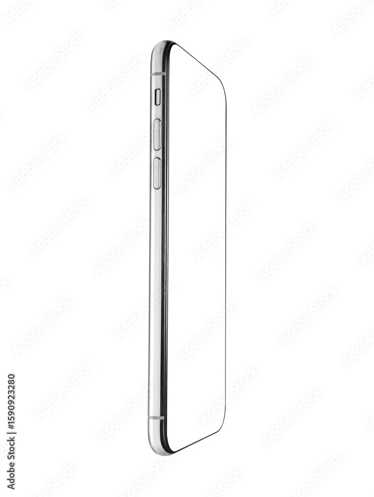Poster flat rays ,collection of smartphone mockup blank screen isolated with clipping path on white backgro