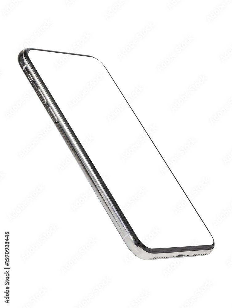 Poster flat rays ,collection of smartphone mockup blank screen isolated with clipping path on white backgro