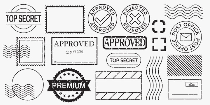 Collection of travel-themed stamps and labels. Travel stamps, travel labels, and travel tickets with various designs. Perfect for travel-themed projects. Black travel stamps, vector set.