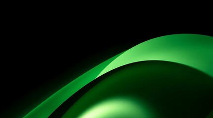 Dark green abstract background with smooth glowing waves and elegant gradient lighting, ideal for modern presentations, business graphics, and digital UI or website layouts."