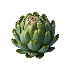 Obraz premium Fresh green artichoke with water droplets isolated on transparent background