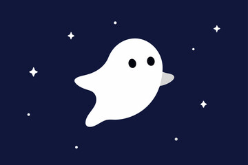 A ghost with a skeleton playing cards humorous spooky illustration vector illustration