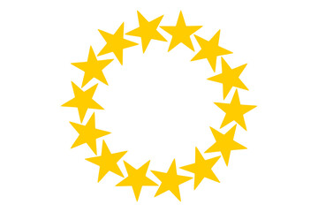 Yellow star ring circle with rotation twist on transparent background for rating or award themed designs