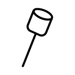 Marshmallow On Stick Outline Vector Illustration