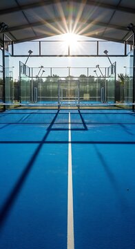 Padel Court with Bright Sunlight