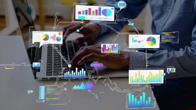 Collaborative Team Working with Floating Pop-Up Data Sheets on Digital Workspace