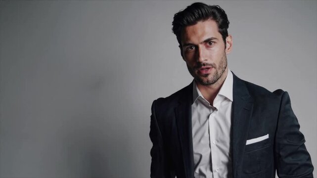 Attractive male executive in formalwear confidently talking in corporate setting,Generative AI