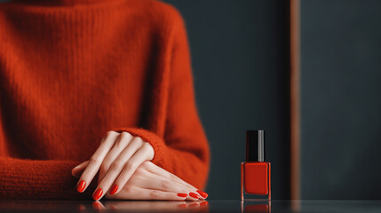 woman hands with red nail polish