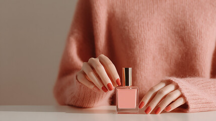 woman hands with pink nail polish