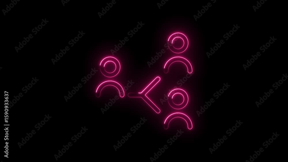 Poster glowing neon pink abstract connection symbol representing teamwork collaboration communication netwo