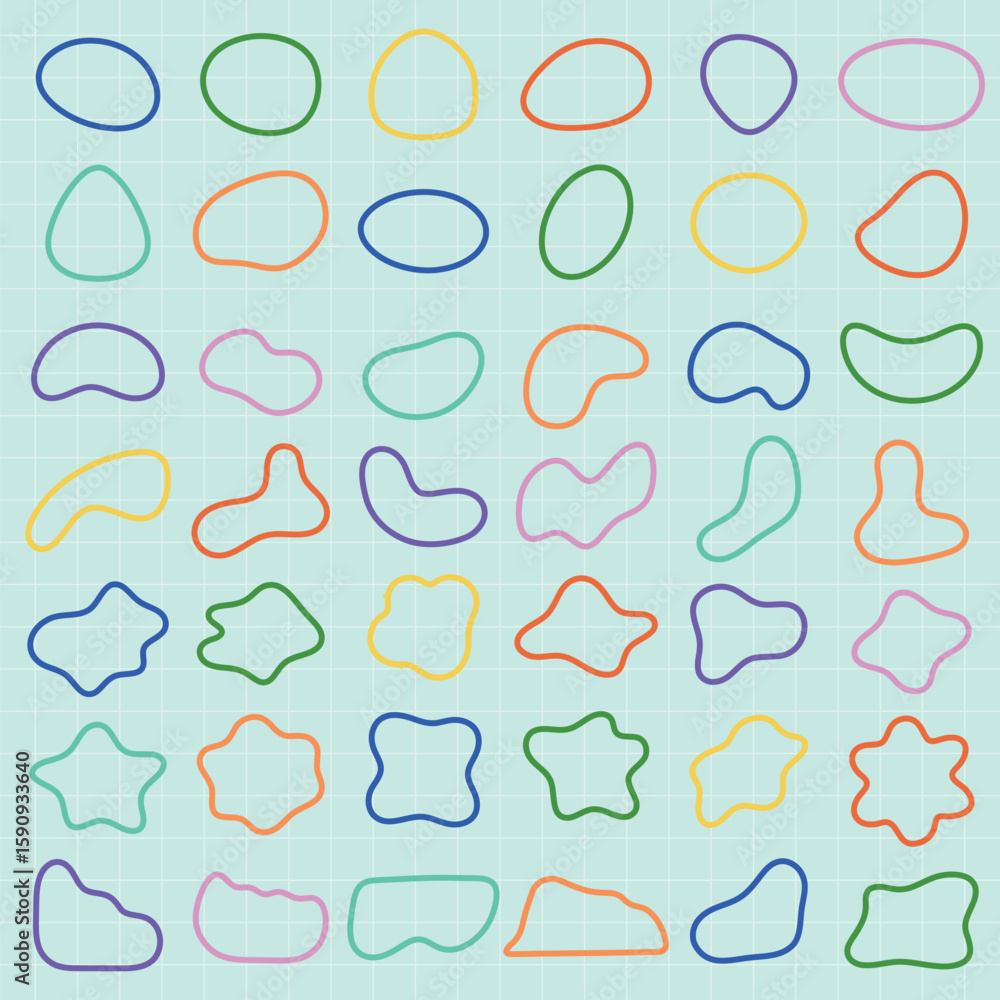 Poster abstract shapes on a background. organic shapes, varied forms, and unique patterns. repeated abstrac