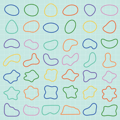 Abstract shapes on a background. Organic shapes, varied forms, and unique patterns. Repeated abstract shapes create a modern, artistic look. Black shape vector set.