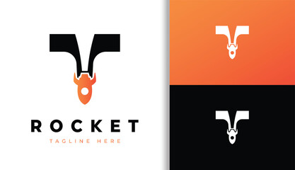 Letter T with Rocket Logo