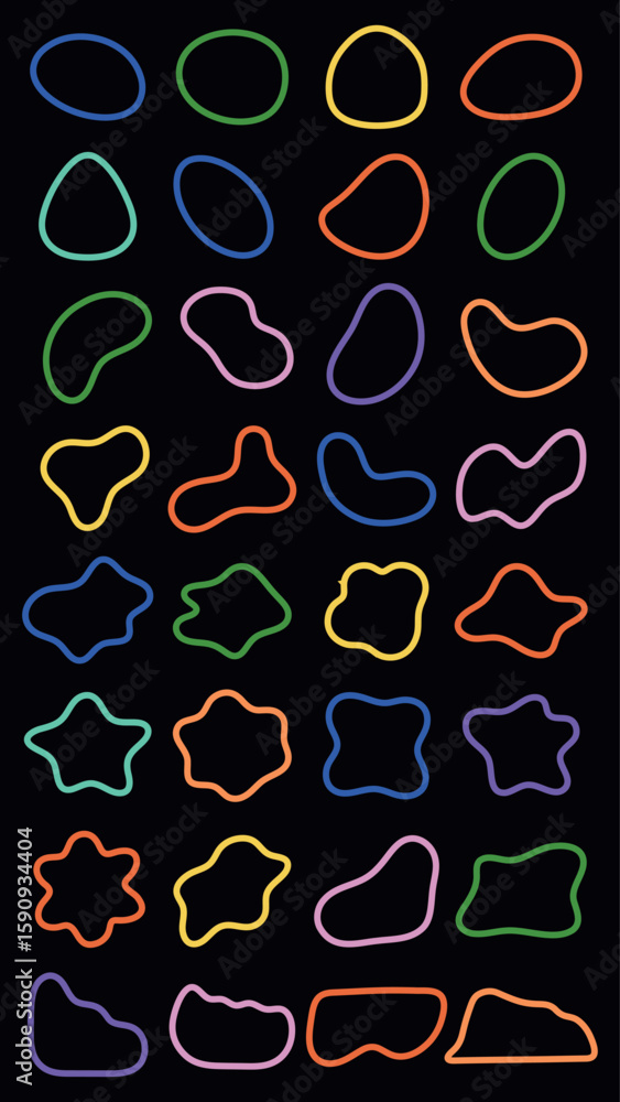 Poster abstract shapes on a background. organic shapes, varied forms, and unique patterns. repeated abstrac
