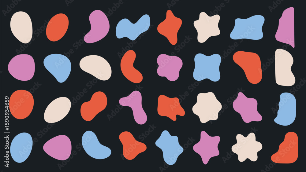 Poster abstract shapes on a background. organic shapes, varied forms, and unique patterns. repeated abstrac