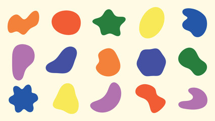 Abstract shapes on a background. Organic shapes, varied forms, and unique patterns. Repeated abstract shapes create a modern, artistic look. Black shape vector set.